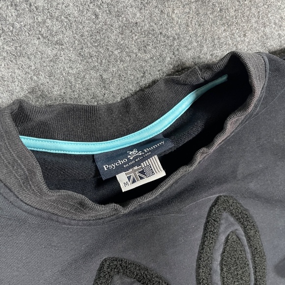 Psycho Bunny Black  Logo Crewneck Sweatshirt Size Medium 0971 - Picture 4 of 9